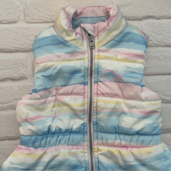 Toddler Girls 2T Calvin Klein Vest & Wonder Nation OS Hat Blue Yellow Pink - Picture 3 of 16